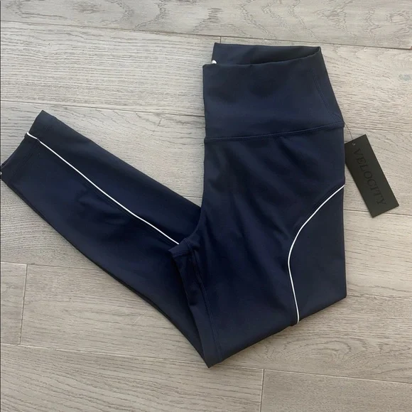 Velocity Interlock Highlight Naval Blue Leggings Women’s XL New NWT - Picture 3 of 7